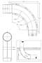 Dimensional Drawing for The Dryer-Ell - 90 Degree Long Turn 28 Gauge Dryer Elbows